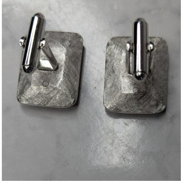 Vintage Silver toned large prizm square stone unsigned formal cufflinks mens - Picture 6 of 6